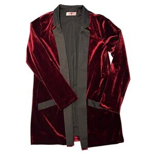 Buddy Love Red Velvet Open Front Blazer Jacket Dark Academia Glam Costume XS